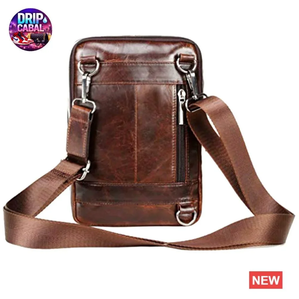 Genuine Leather Messenger Bag Crossbody Shoulder Sling Pack